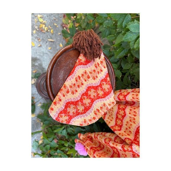 Vintage 70s Handmade Knit Clown Costume PomPoms 2 Hats Pink Red Yellow - Picture 11 of 16